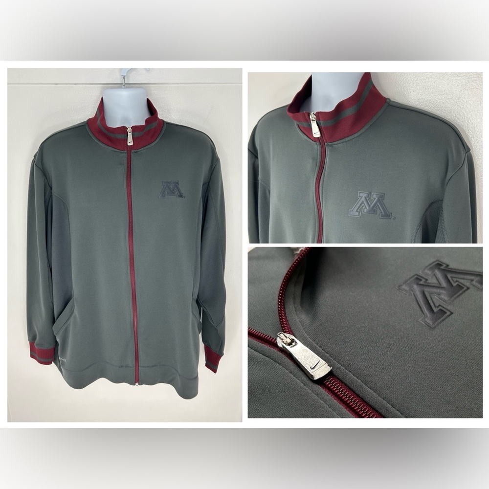 Nike Dri Fit Minnesota Golden Gophers Full Zip Sweatshirt Size XL NCAA MN Goldie